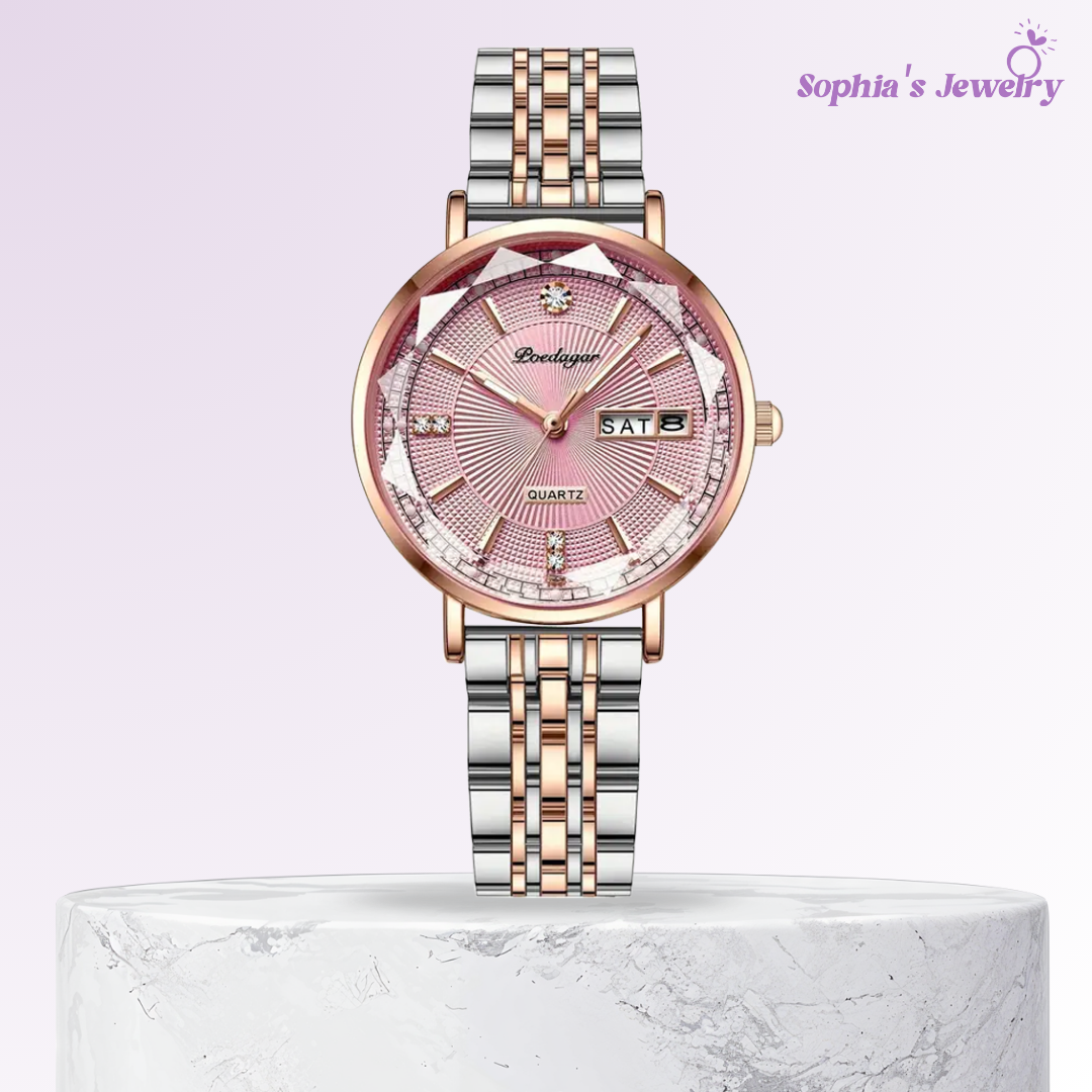 Elena | Two-Tone Crystal Accent Women’s Watch