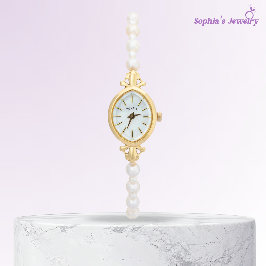 Sylvie | Gold Pearl Accent Women’s Bracelet Watch