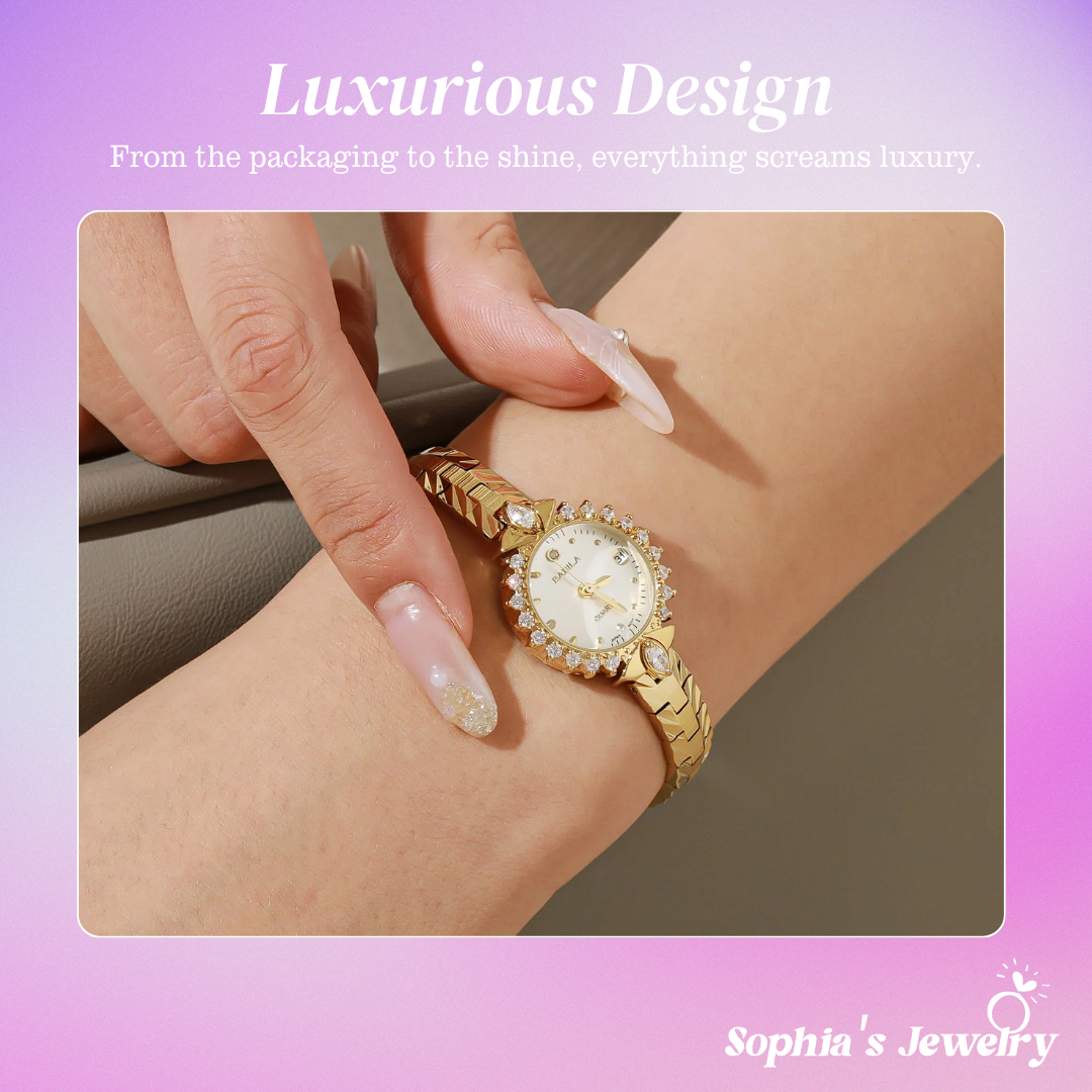 Patricia | Gold Crystal Bezel Women’s Bracelet Watch