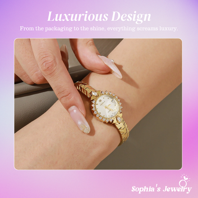 Patricia | Gold Crystal Bezel Women’s Bracelet Watch