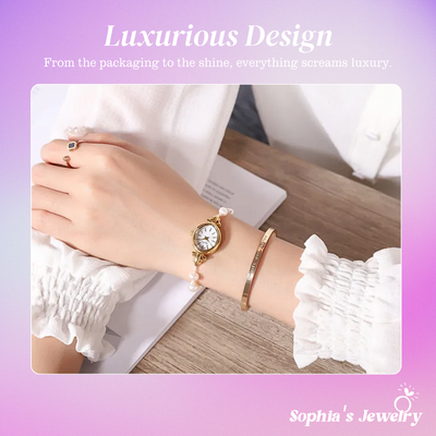 Sylvie | Gold Pearl Accent Women’s Bracelet Watch