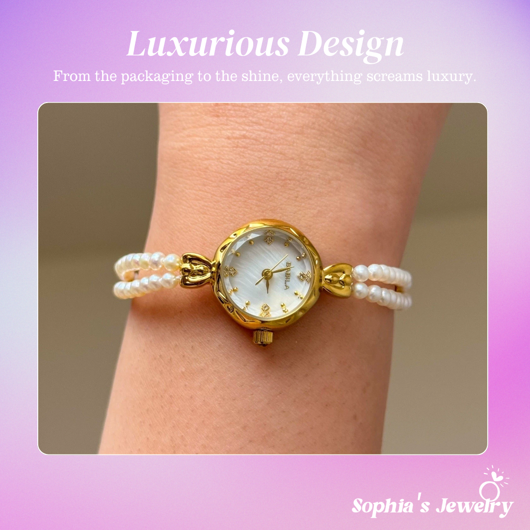 Eve | Gold Pearl Bracelet Women’s Watch
