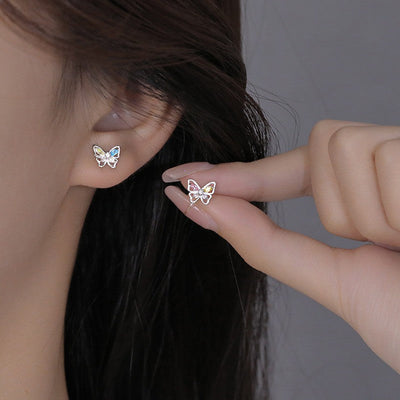 Elira | Colorful Butterfly Studs | Silver Earrings