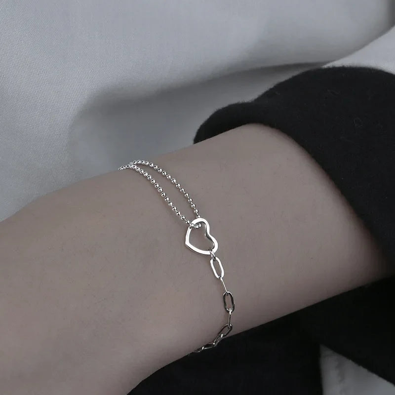 Stacey | Open Heart Charm | Silver Bracelet