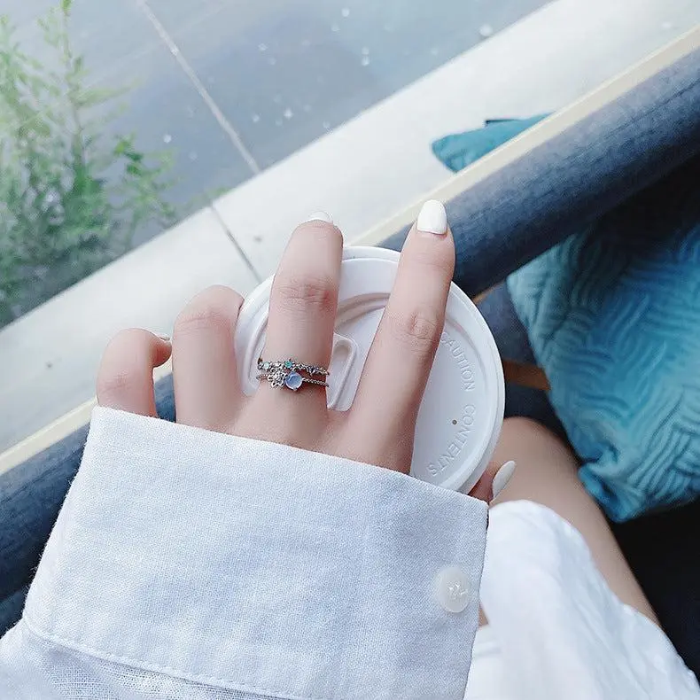 Elara | Moonstone Whisper | Silver Ring