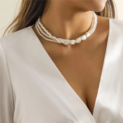 Isabella | White Stone & Pearl Grace | Silver Necklace