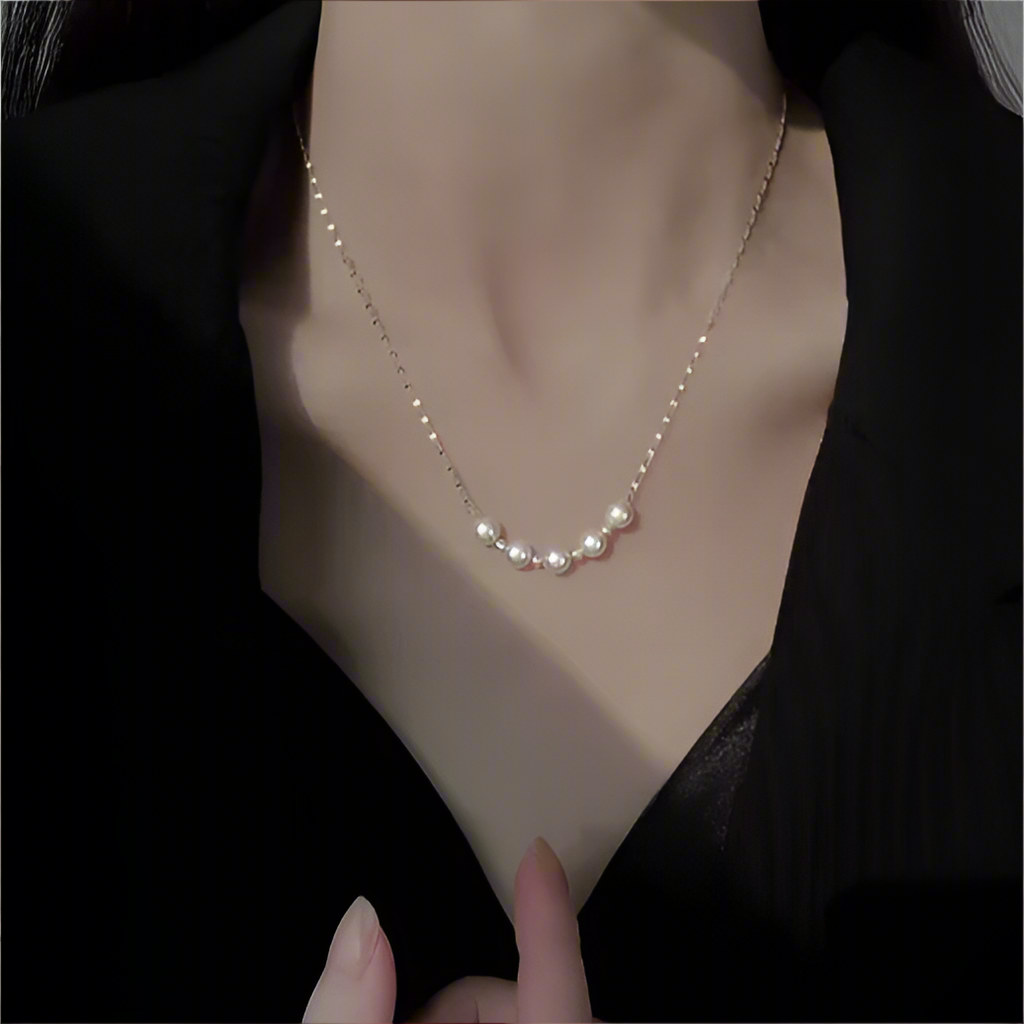 Nikki | Delicate Chain Pearl | Silver Necklace