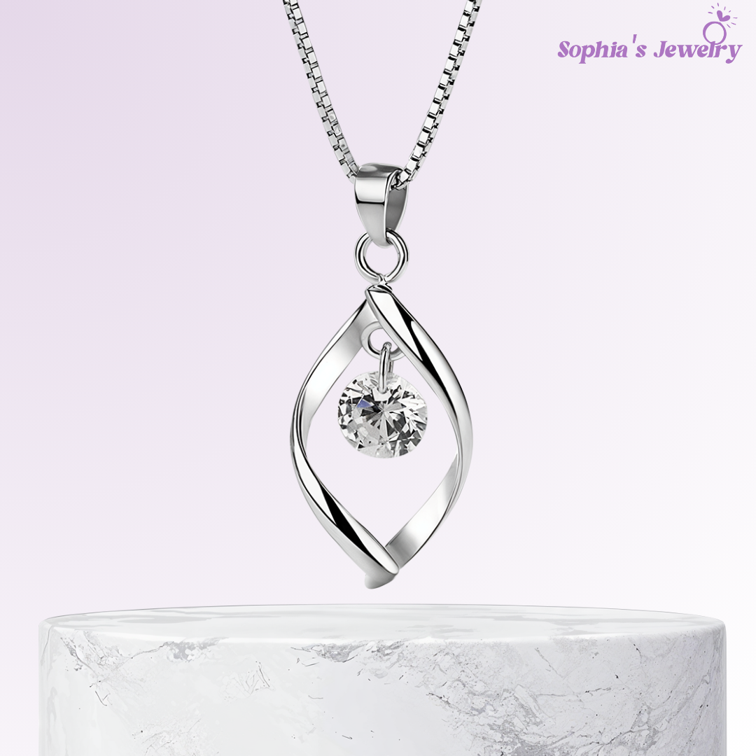 Elara | Teardrop Zirconia Stone| Silver Necklace