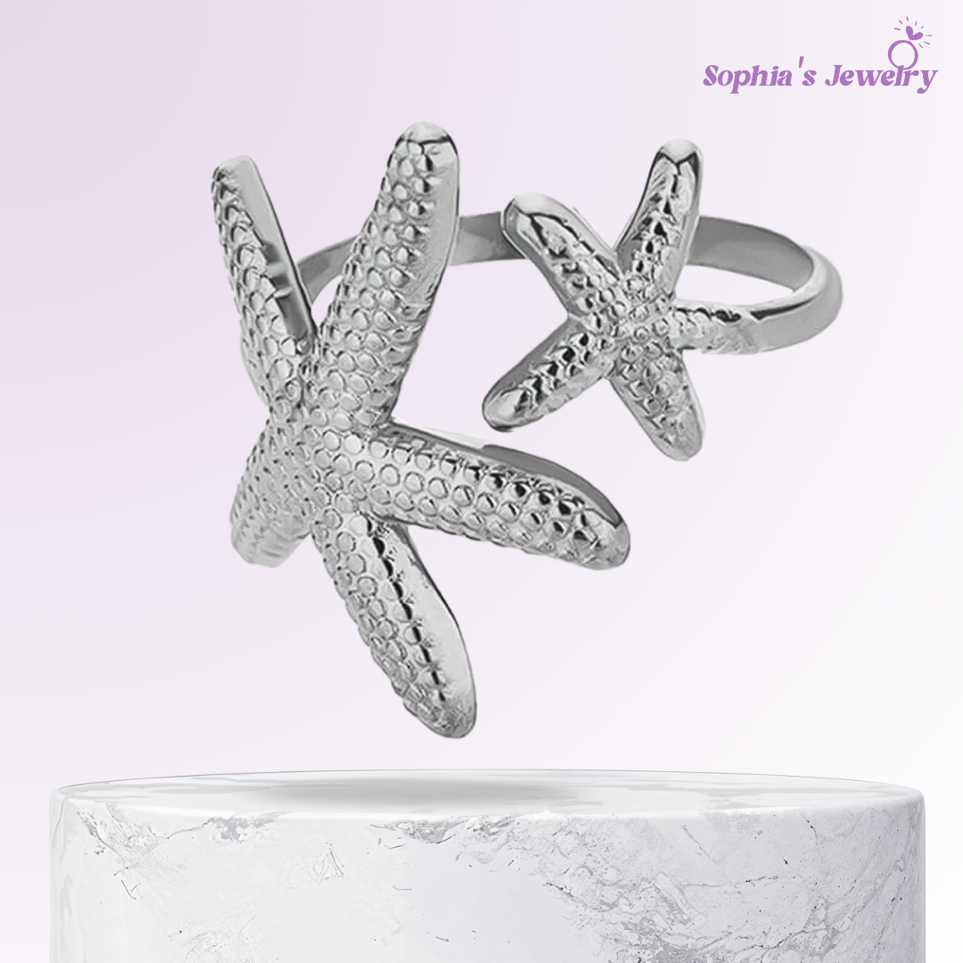 Madeline | Starfish Charm Intertwined | Silver Ring
