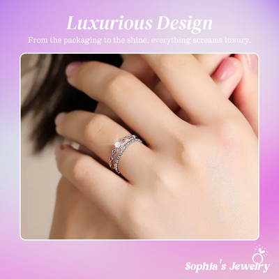 Judy | Dual-Band Floral Elegance | Silver Ring