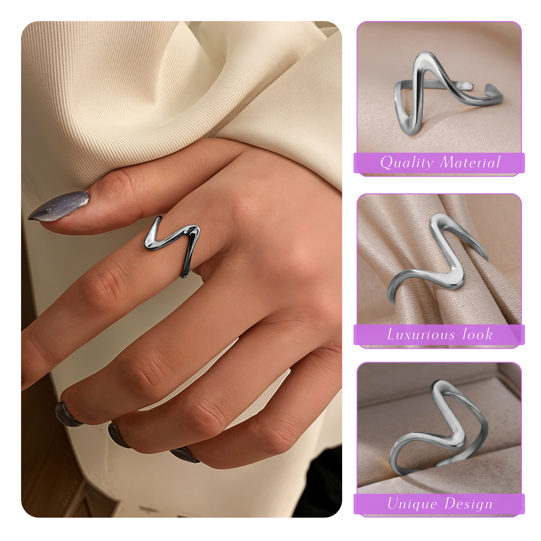 Aissa | Minimalist Abstract S-Shaped | Silver Ring