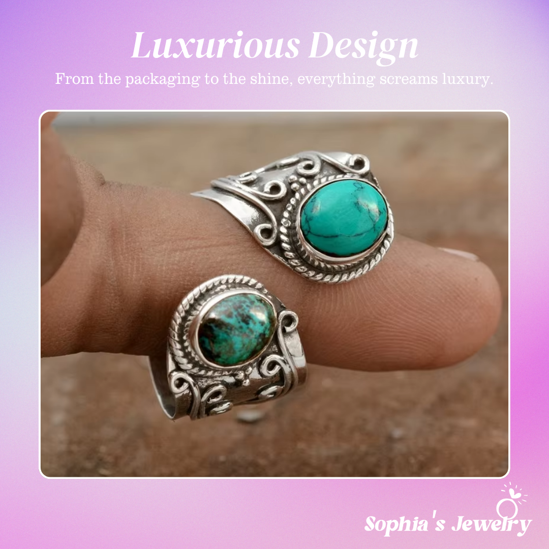 Solene | Twin Turquoise Glow | Silver Ring