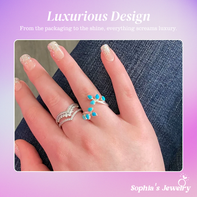 Liora | Turquoise Leaf Dance | Silver Ring