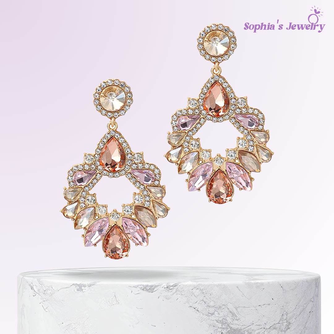 Maria | Ornate Pastel Crystal | Silver Earrings