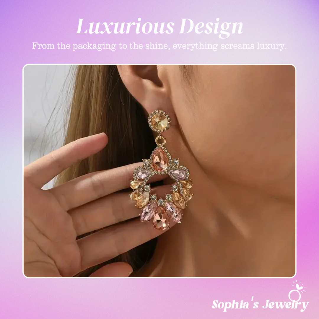 Maria | Ornate Pastel Crystal | Silver Earrings
