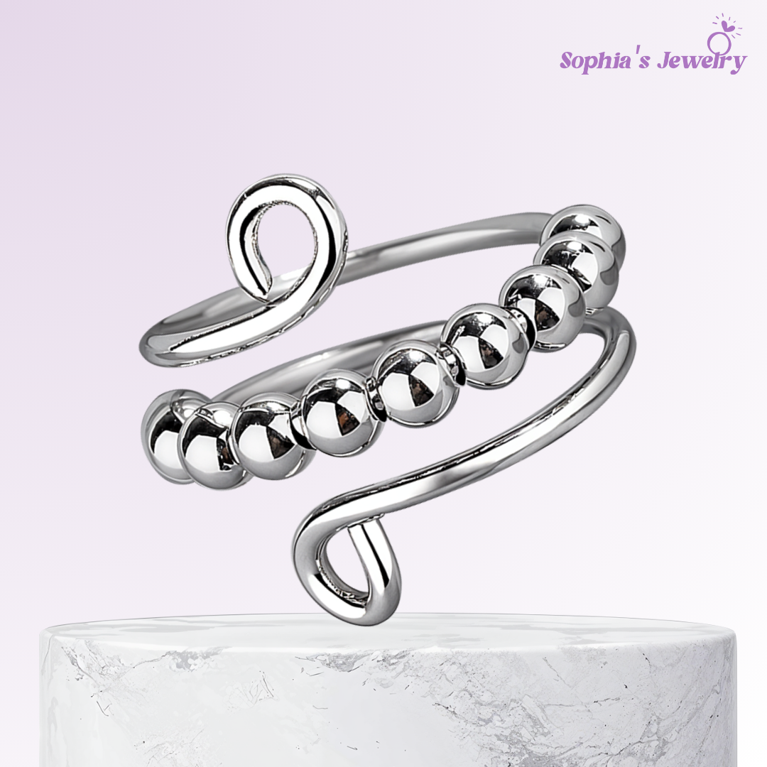 Nova | Unique Swirling with Circle Beaded | Silver Ring
