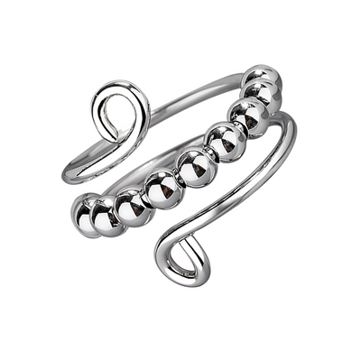 Nova | Unique Swirling with Circle Beaded | Silver Ring