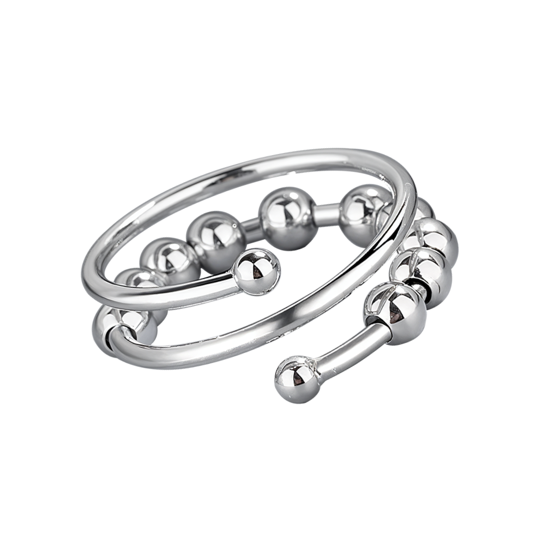 Nova | Unique Swirling with Circle Beaded | Silver Ring