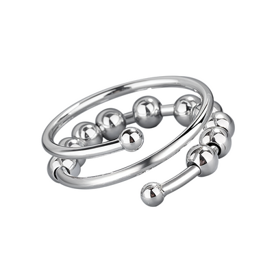 Nova | Unique Swirling with Circle Beaded | Silver Ring