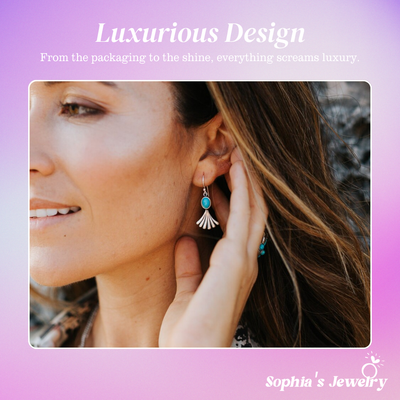 Rea | Turquoise Fan-Shaped | Silver Earrings