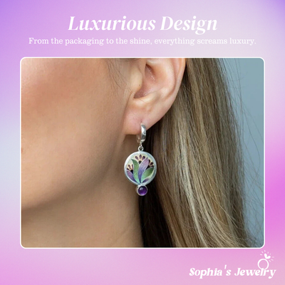 Gisela | Hand-Enameled Floral | Silver Earrings