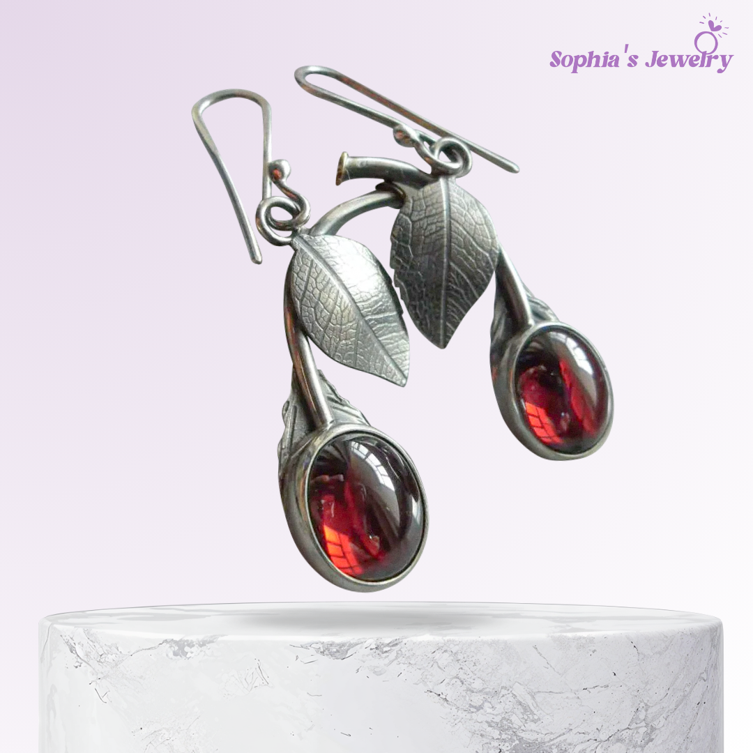 Francesca | Scarlet Boho Drops | Silver Earrings
