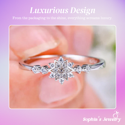 Junevel | Sparkling Zrconia Snowflake | Silver Ring