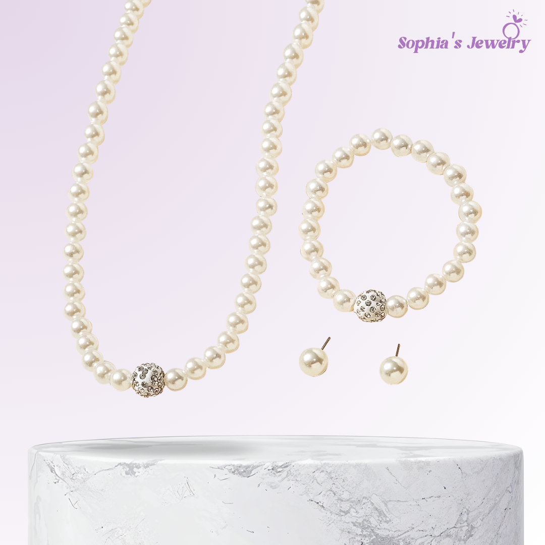 Zela | Classic Pearl Elegance | Silver Jewelry Set