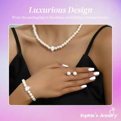 Zela | Classic Pearl Elegance | Silver Jewelry Set