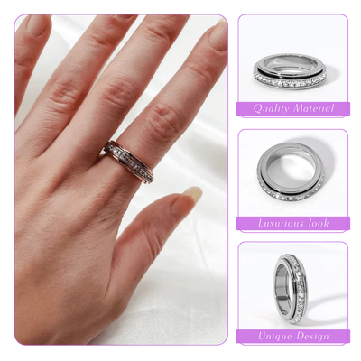 Celestia | Modern Sparkling Crystal Carousel | Silver Ring