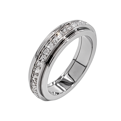 Celestia | Modern Sparkling Crystal Carousel | Silver Ring