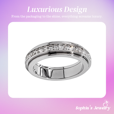 Celestia | Modern Sparkling Crystal Carousel | Silver Ring