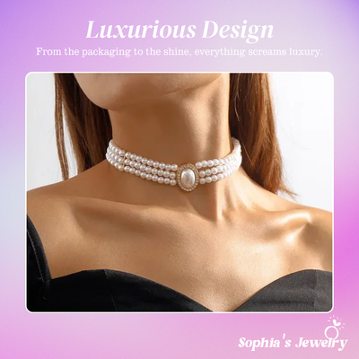 Viviana | Triple Pearl Grace | Silver Necklace