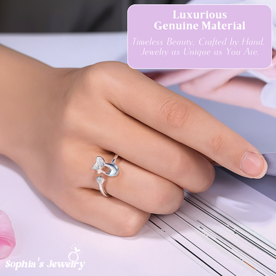 Janice | Cat Open Ring with Sparkling Accents | Silver Ring