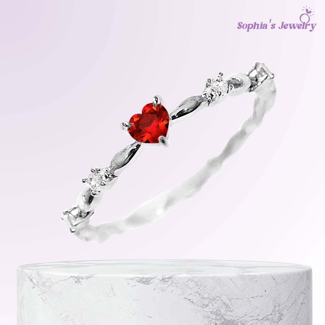 Fatima | Romantic Heart Gemstone | Silver Ring