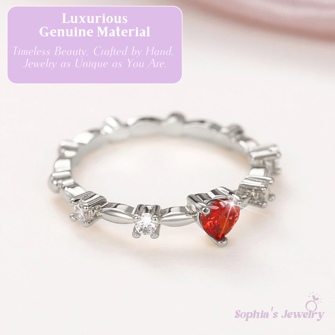 Fatima | Romantic Heart Gemstone | Silver Ring