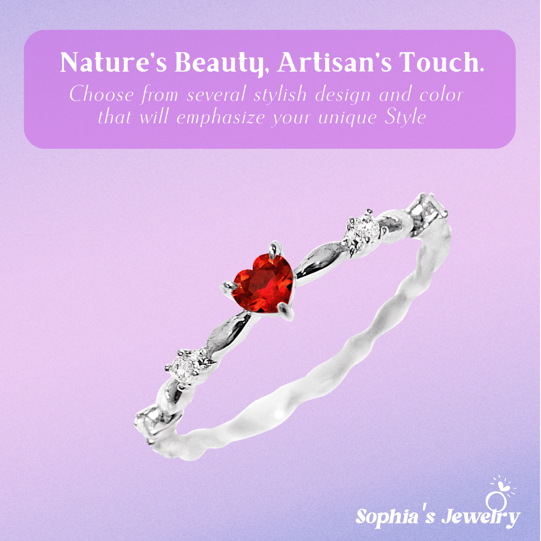 Fatima | Romantic Heart Gemstone | Silver Ring