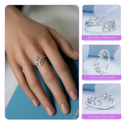 Helena | Elegant Sterling Leaf-Inspired | Silver Ring