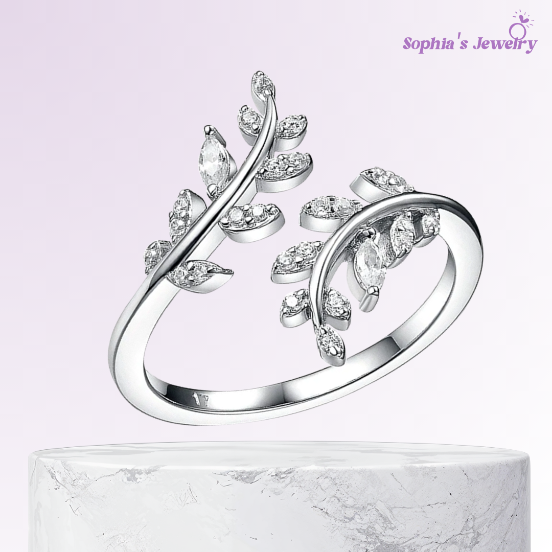 Helena | Elegant Sterling Leaf-Inspired | Silver Ring
