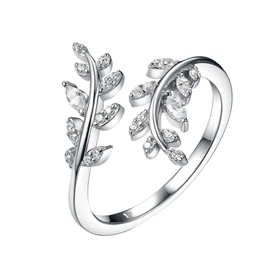 Helena | Elegant Sterling Leaf-Inspired | Silver Ring