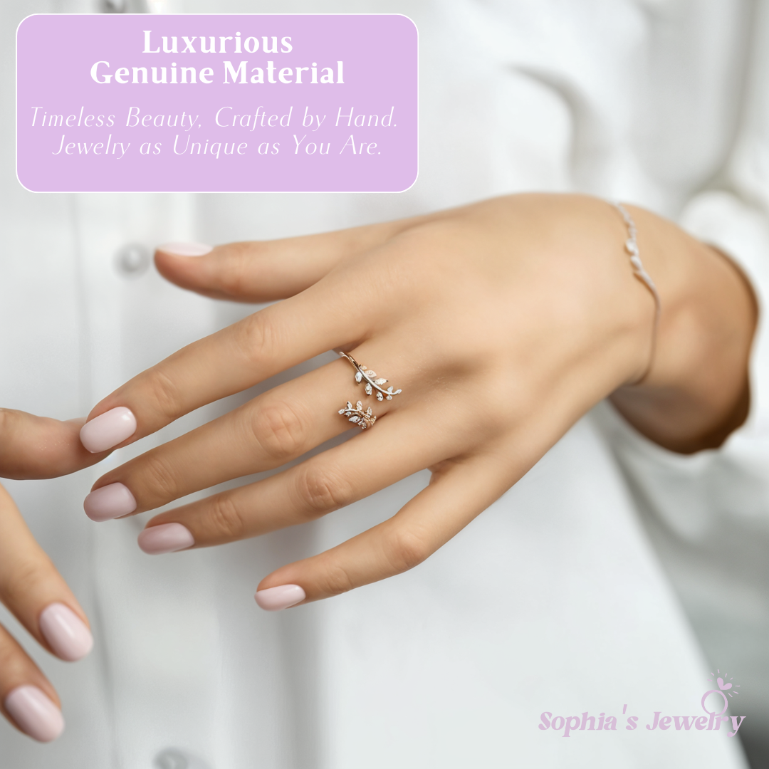 Helena | Elegant Sterling Leaf-Inspired | Silver Ring