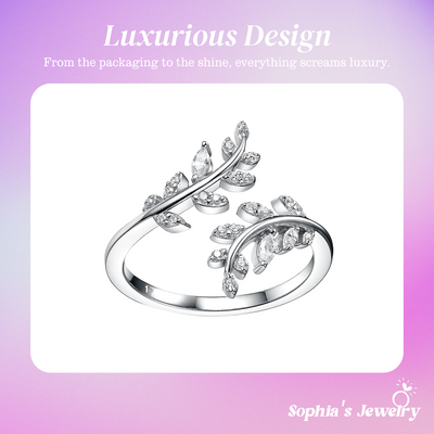 Helena | Elegant Sterling Leaf-Inspired | Silver Ring