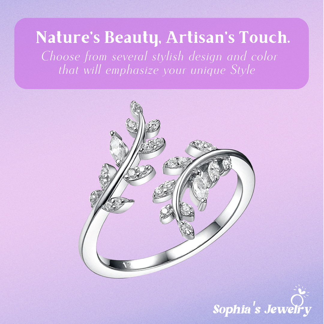 Helena | Elegant Sterling Leaf-Inspired | Silver Ring