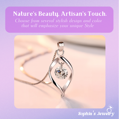 Elara | Teardrop Zirconia Stone| Silver Necklace