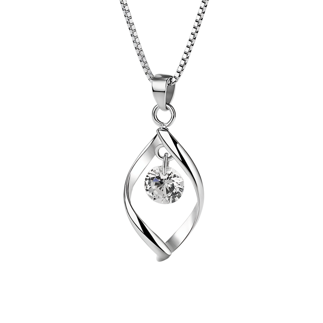 Elara | Teardrop Zirconia Stone| Silver Necklace