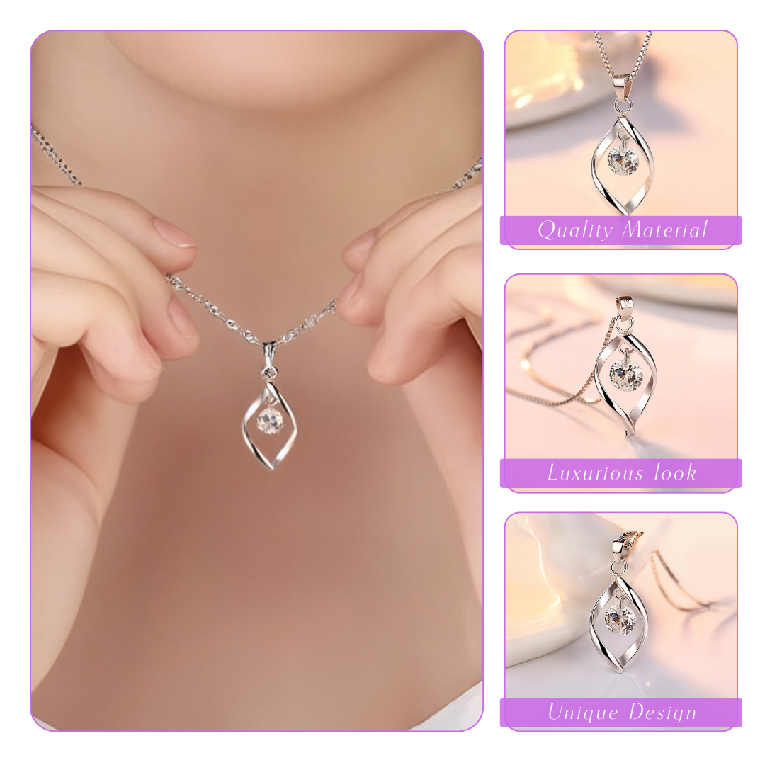 Elara | Teardrop Zirconia Stone| Silver Necklace
