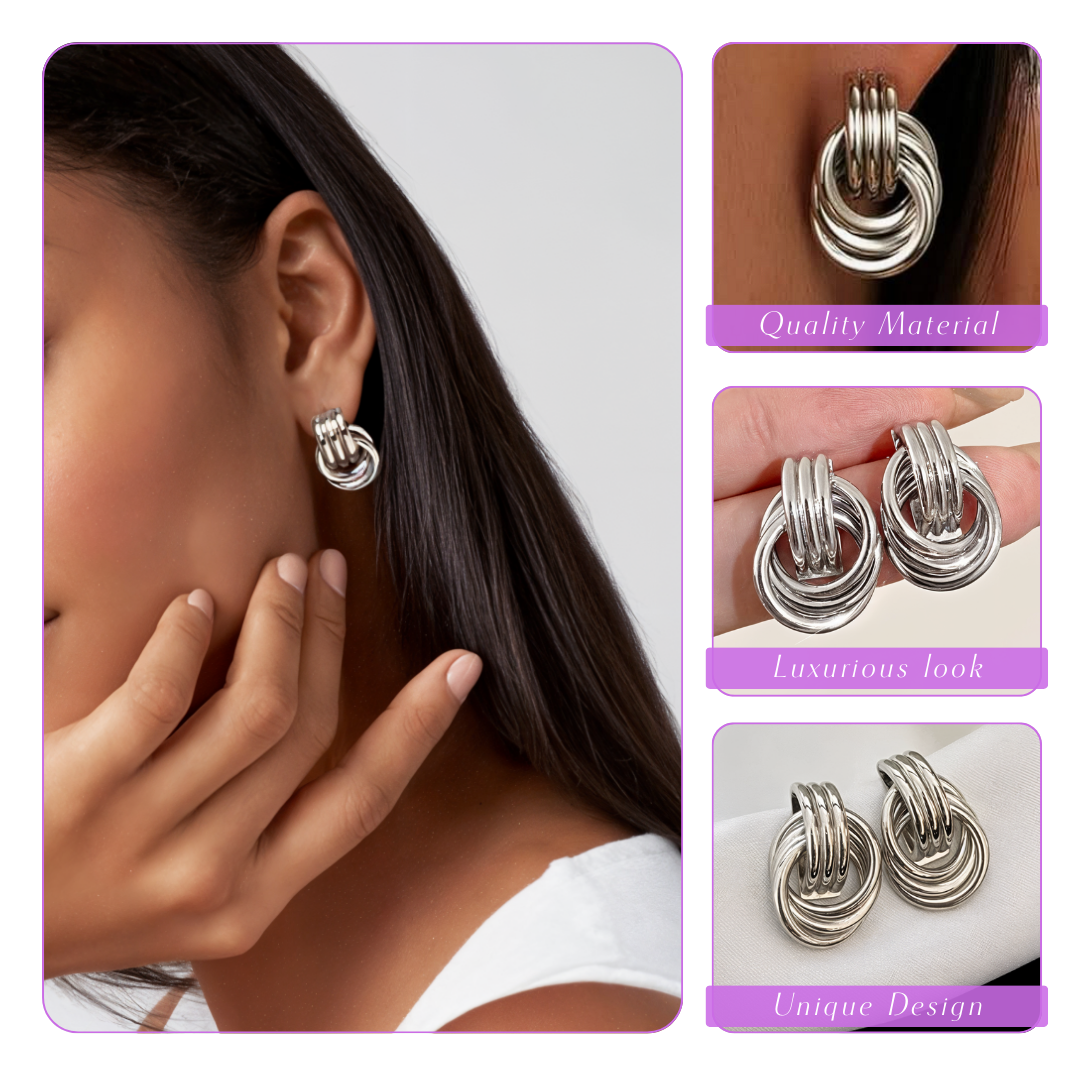 Arielle | Polished Knot | Silver Earrings