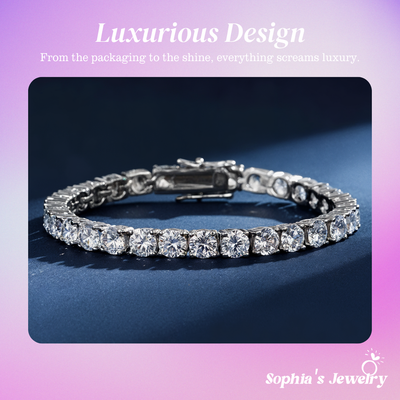 Luminara | Platinum Brilliant Diamond Tennis | Silver Bracelet
