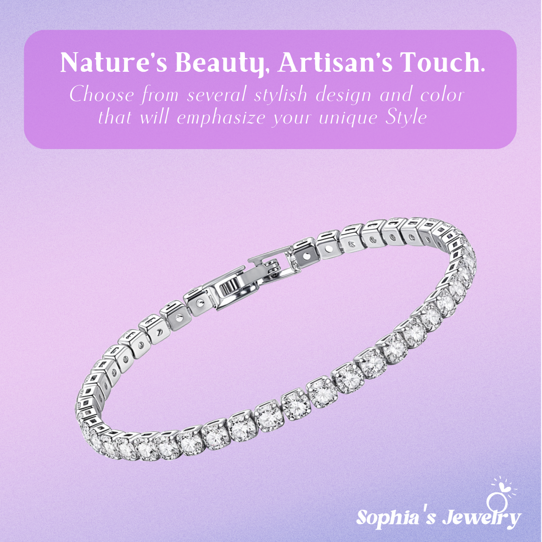 Luminara | Platinum Brilliant Diamond Tennis | Silver Bracelet