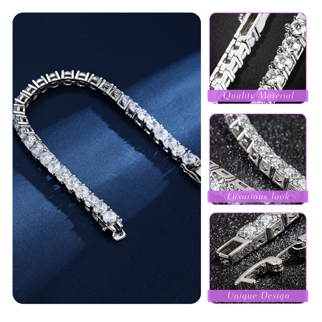 Luminara | Platinum Brilliant Diamond Tennis | Silver Bracelet